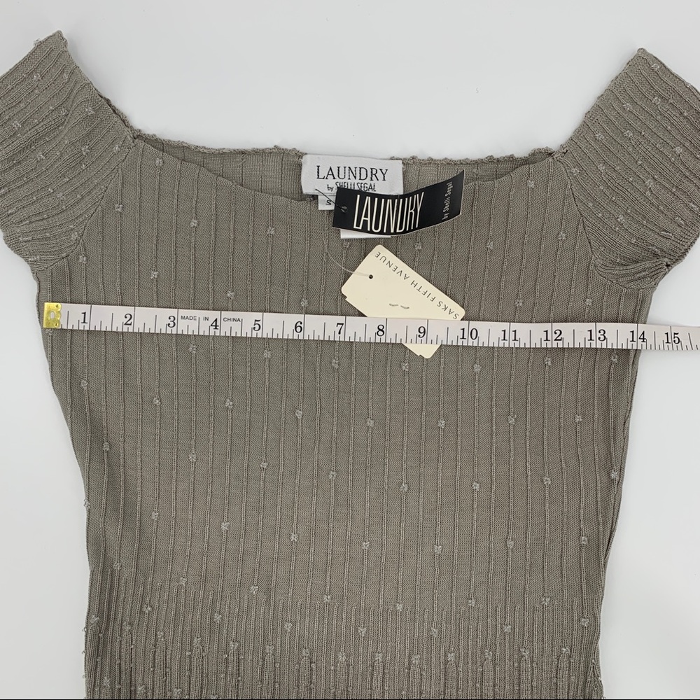 Vintage Laundry Shelli Segal 100% Silk Off Shoulder Beaded Embellishments Top S - Picture 3 of 10